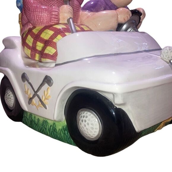 Vtg Lotus Golfing Kitschy Couple Golf Cart Large Oversized Cookie Jar Home Decor - Picture 5 of 9